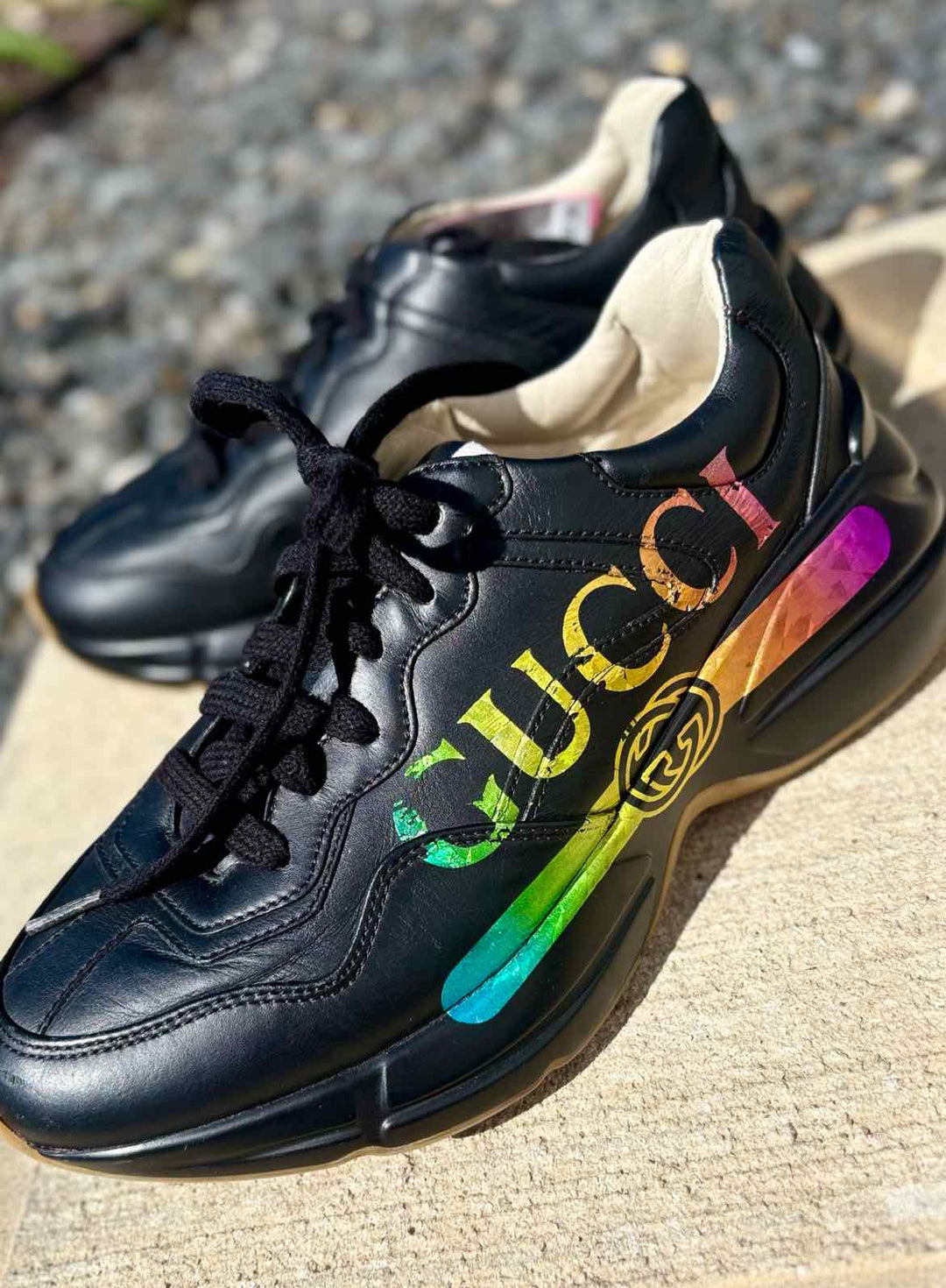 Shoe Size 36 Gucci Black Leather Luxury - Sneakers