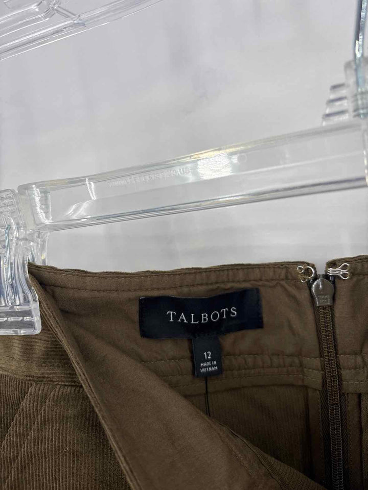 Size 12 Talbots Olive Corduroy Skirt