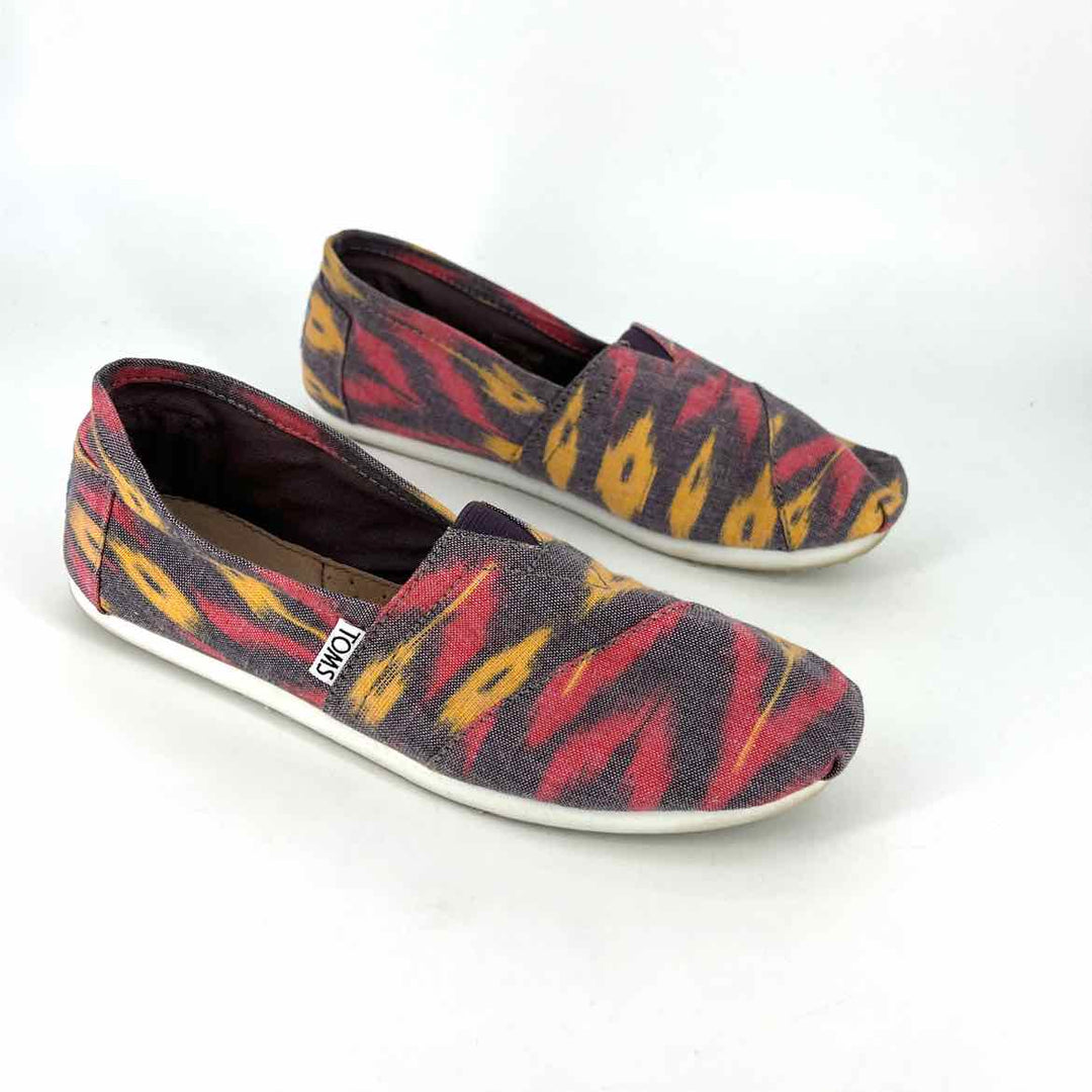 Shoe Size 7 Toms Multi-Color Canvas Flats