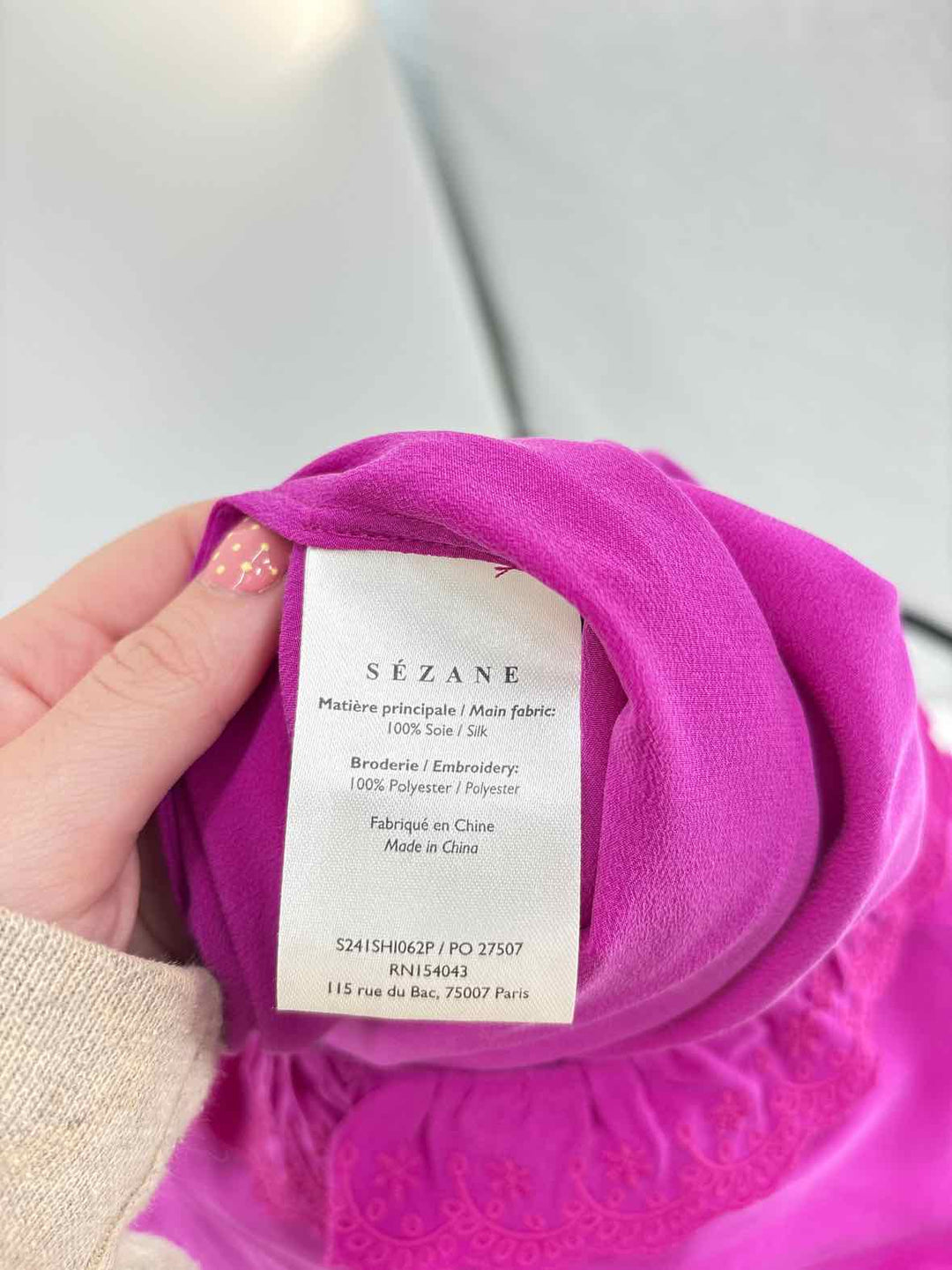 Size 10 SEZANE Fuschia Silk Shirt