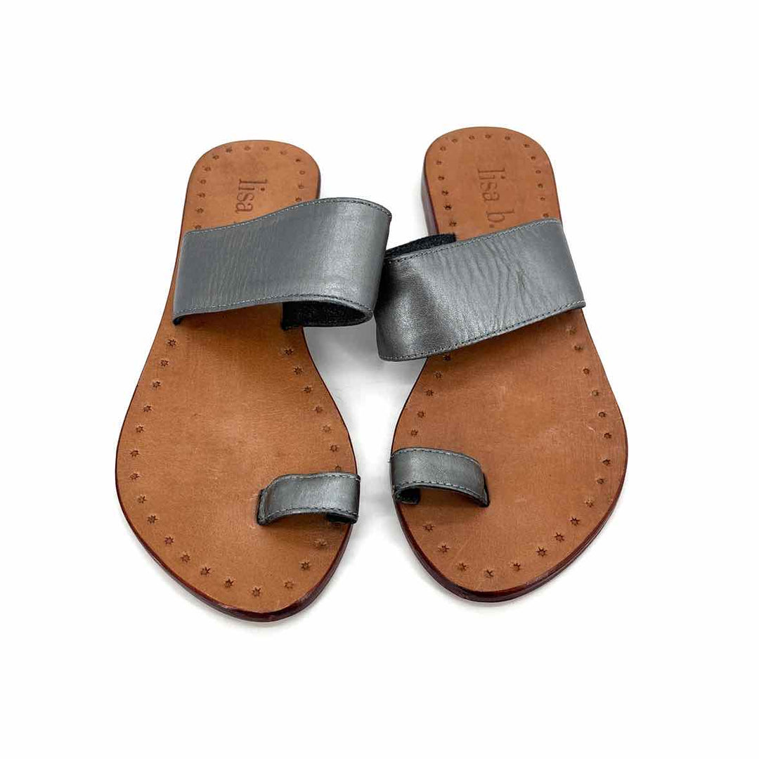 Shoe Size 6 Pewter Leather Sandals