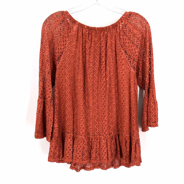 Size S CUPIO Burnt Orange Lace Shirt