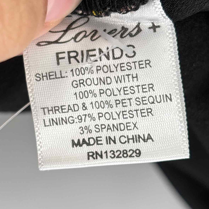 Size M LOVERS & FRIENDS Black Sequined Dress