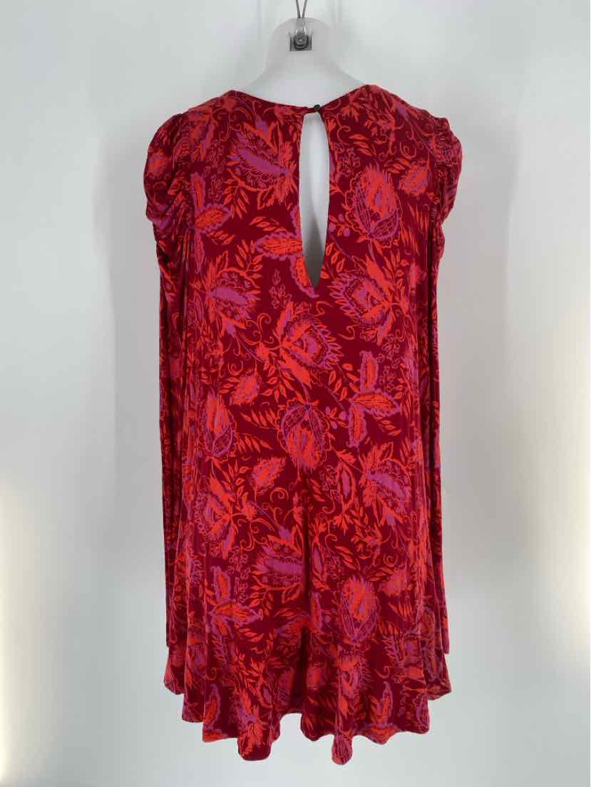 Size M FREE PEOPLE Red Print Shirt