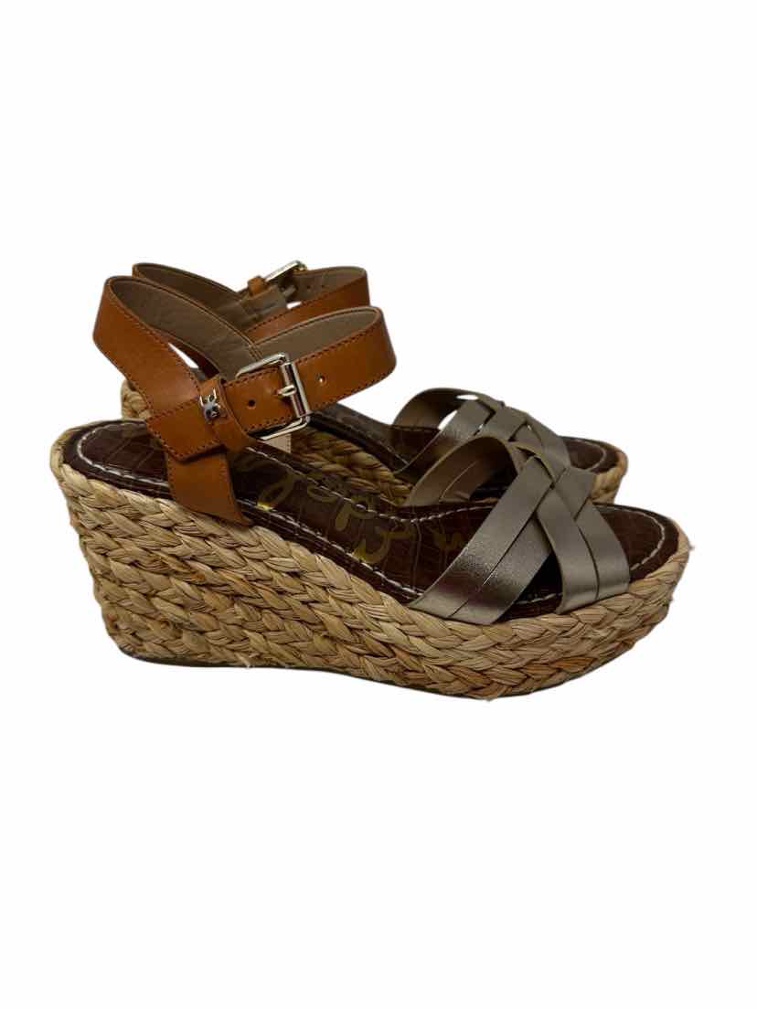 Shoe Size 8 Sam Edeleman Gold Leather Sandals