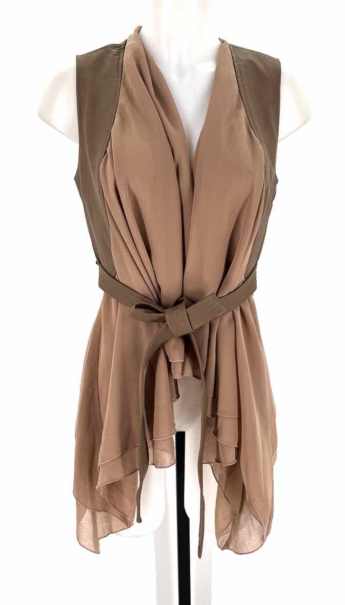 Size S D & CO Tan Faux Leather Sateen Jacket