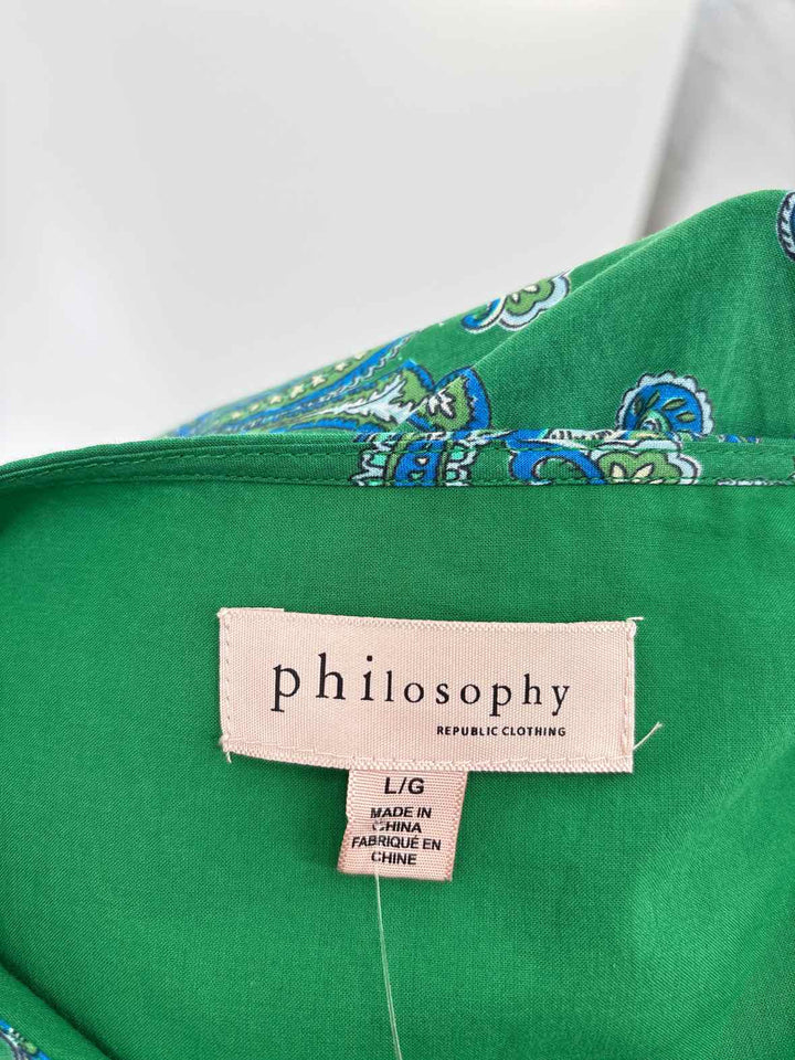 Size L PHILOSPHY Green Print Shirt