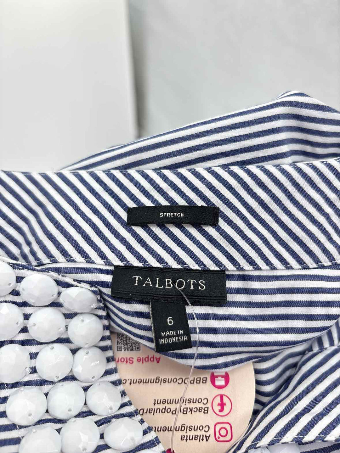 Size 6 Talbots Navy Print Shirt