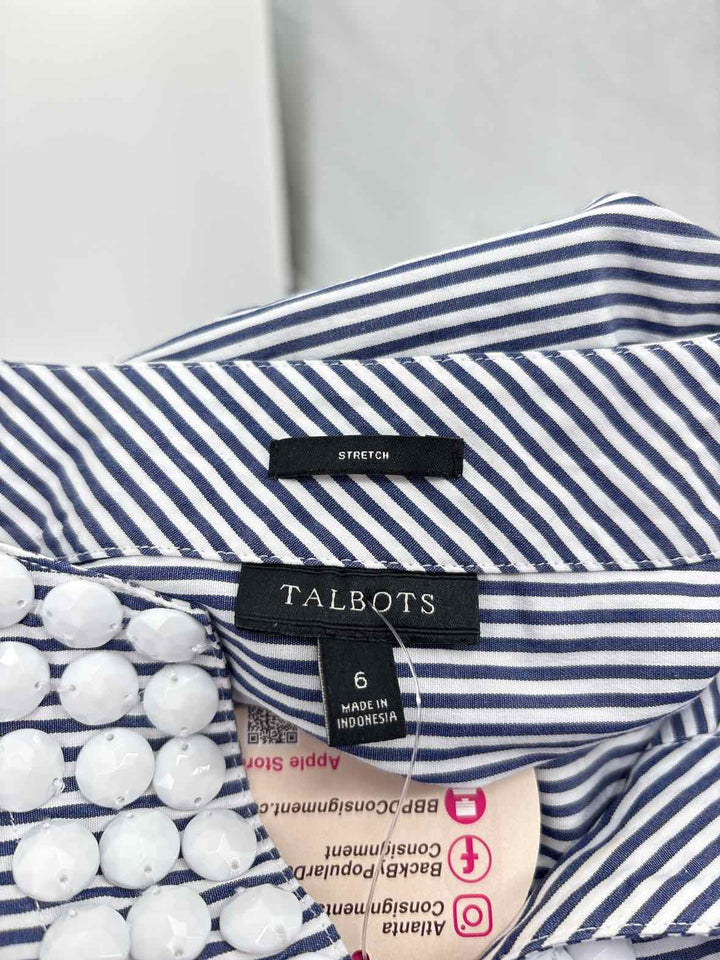 Size 6 Talbots Navy Print Shirt