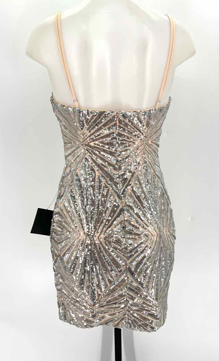 Size 3 LULUS Silver Sequined Dress