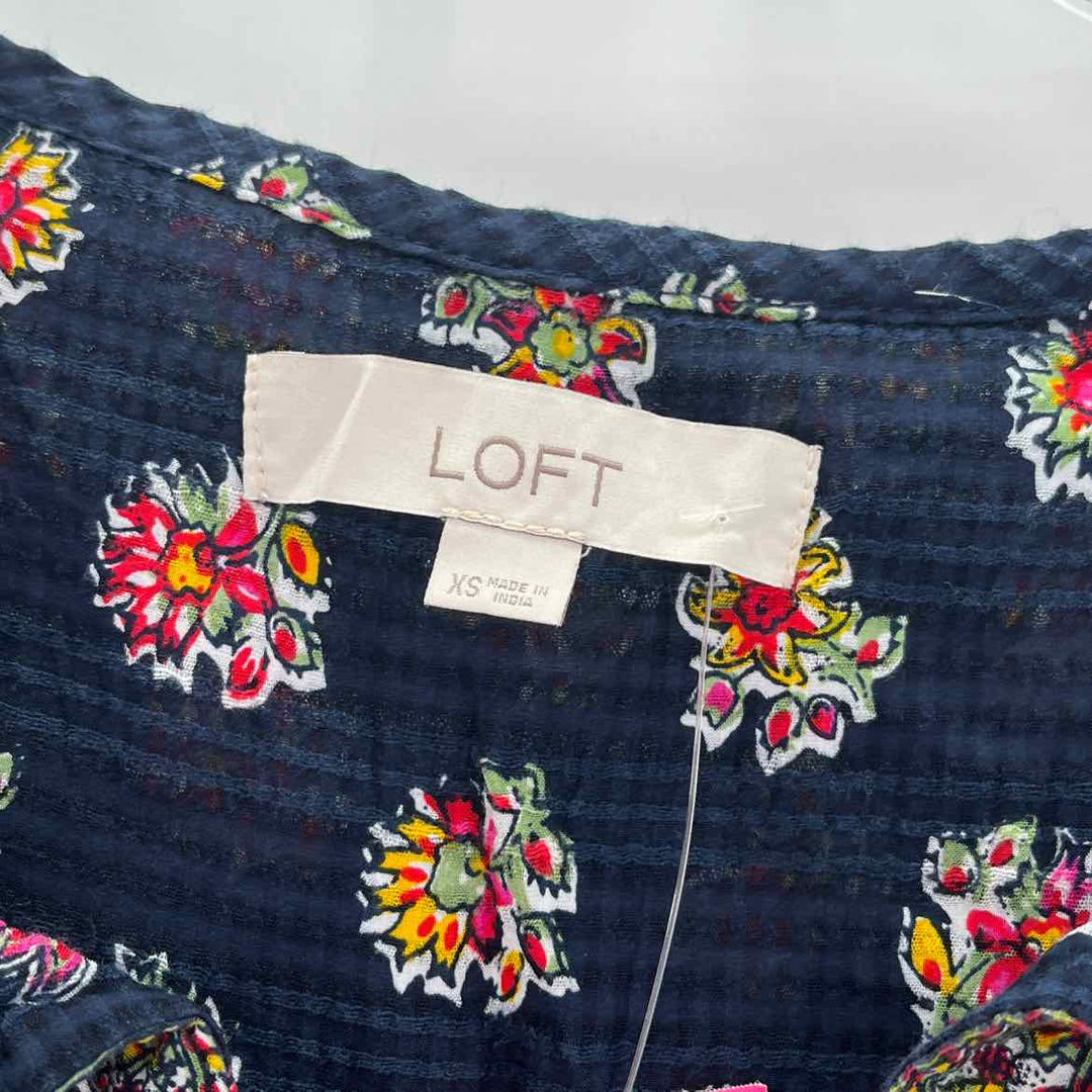 Size XS LOFT Navy Print Shirt