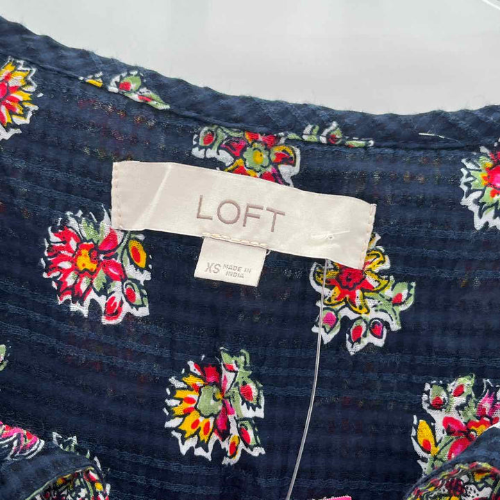 Size XS LOFT Navy Print Shirt