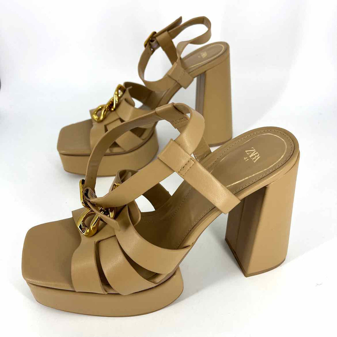 Shoe Size 41 ZARA Tan Faux Leather Sandals