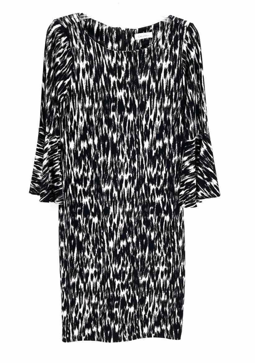 Size 6 Calvin Klein Black Print Dress