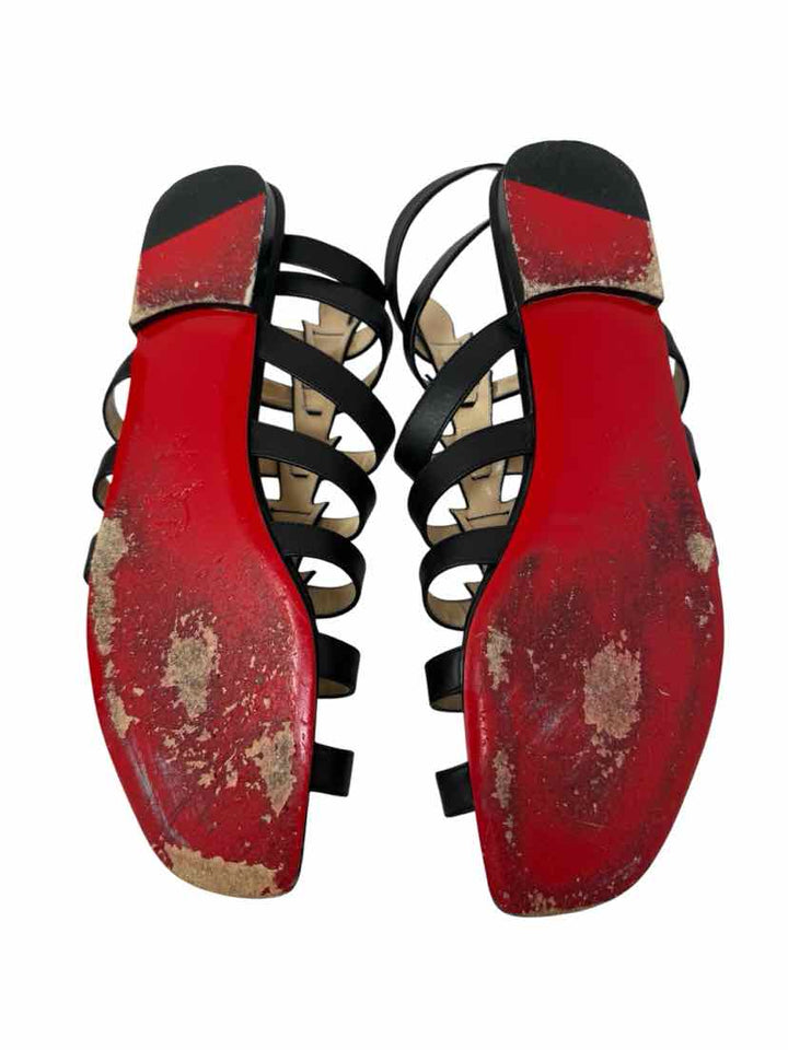Shoe Size 42 CHRISTIAN LOUBOUTIN Black Sateen Luxury - Sandals