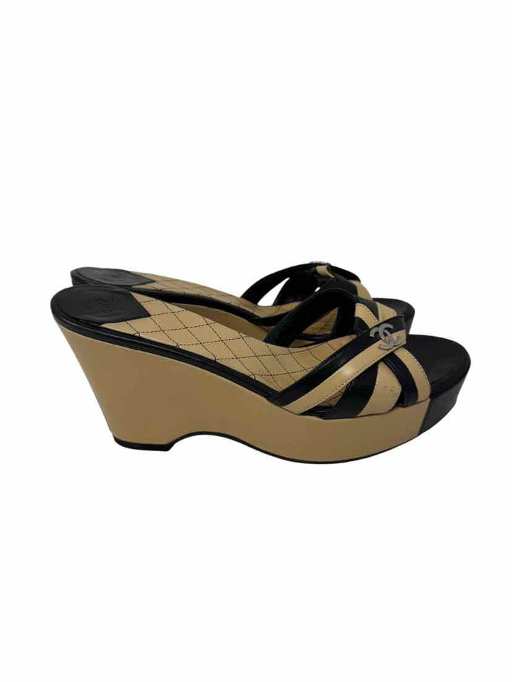 Shoe Size 37.5 Chanel Tan Leather Leather Luxury - Sandals