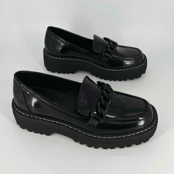 Shoe Size 6.5 Black Faux Leather Loafers