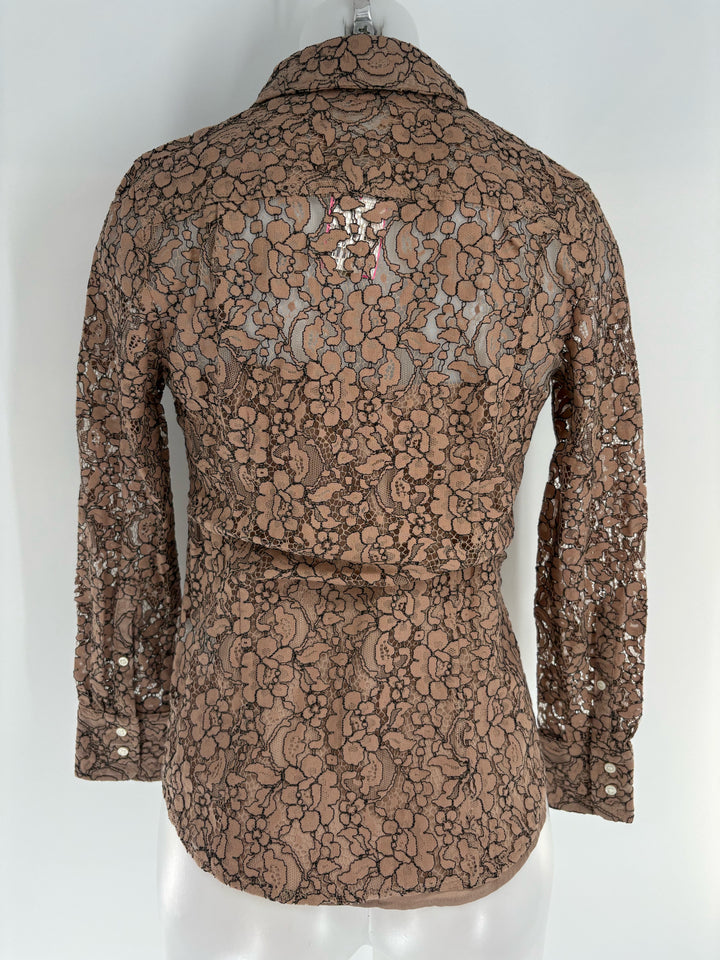 Size 0 J Crew Brown Print Shirt