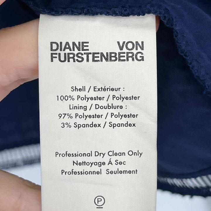 Size 12 DIANE VON FURSTENBERG Navy Crochet Shirt