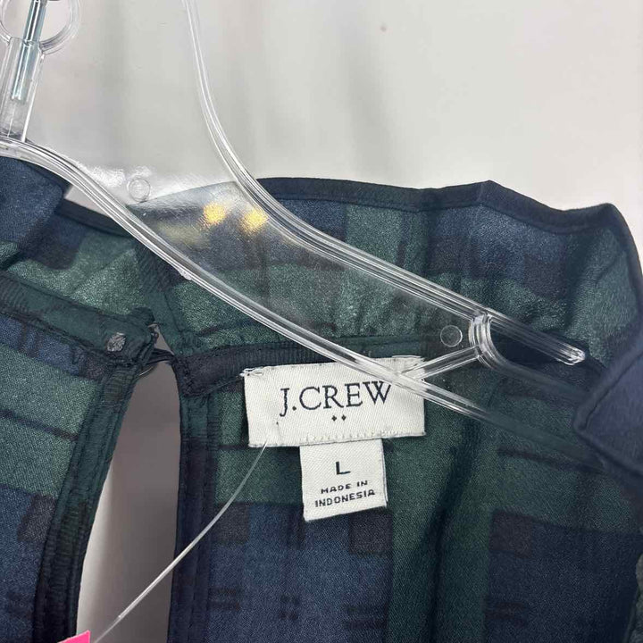 Size L J Crew Green Print Shirt