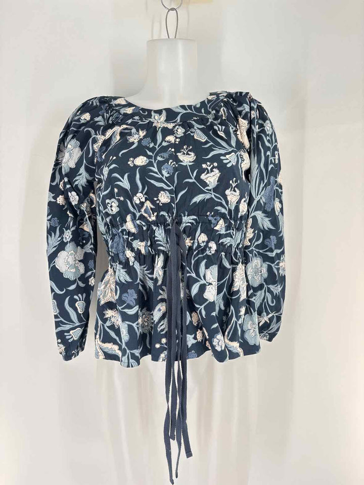 Size XS SPARTINA Navy Print Shirt