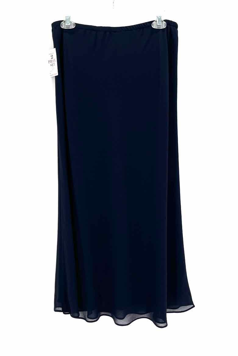 Size 12 Sandra Darren Navy Chiffon Sequined 2 PC Dress