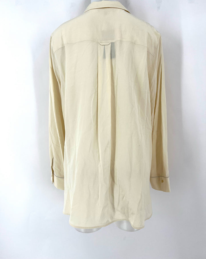 Size XL LAFAYETTE Ivory Silk Shirt