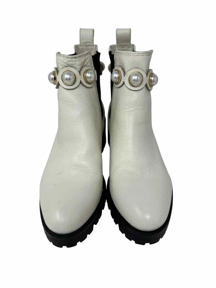 Shoe Size 37.5 KARL LAGERFELD Ivory Leather Boots