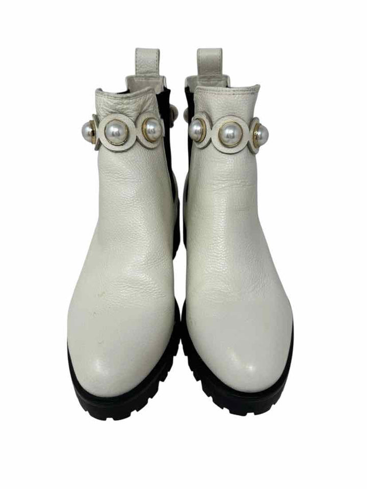 Shoe Size 37.5 KARL LAGERFELD Ivory Leather Boots