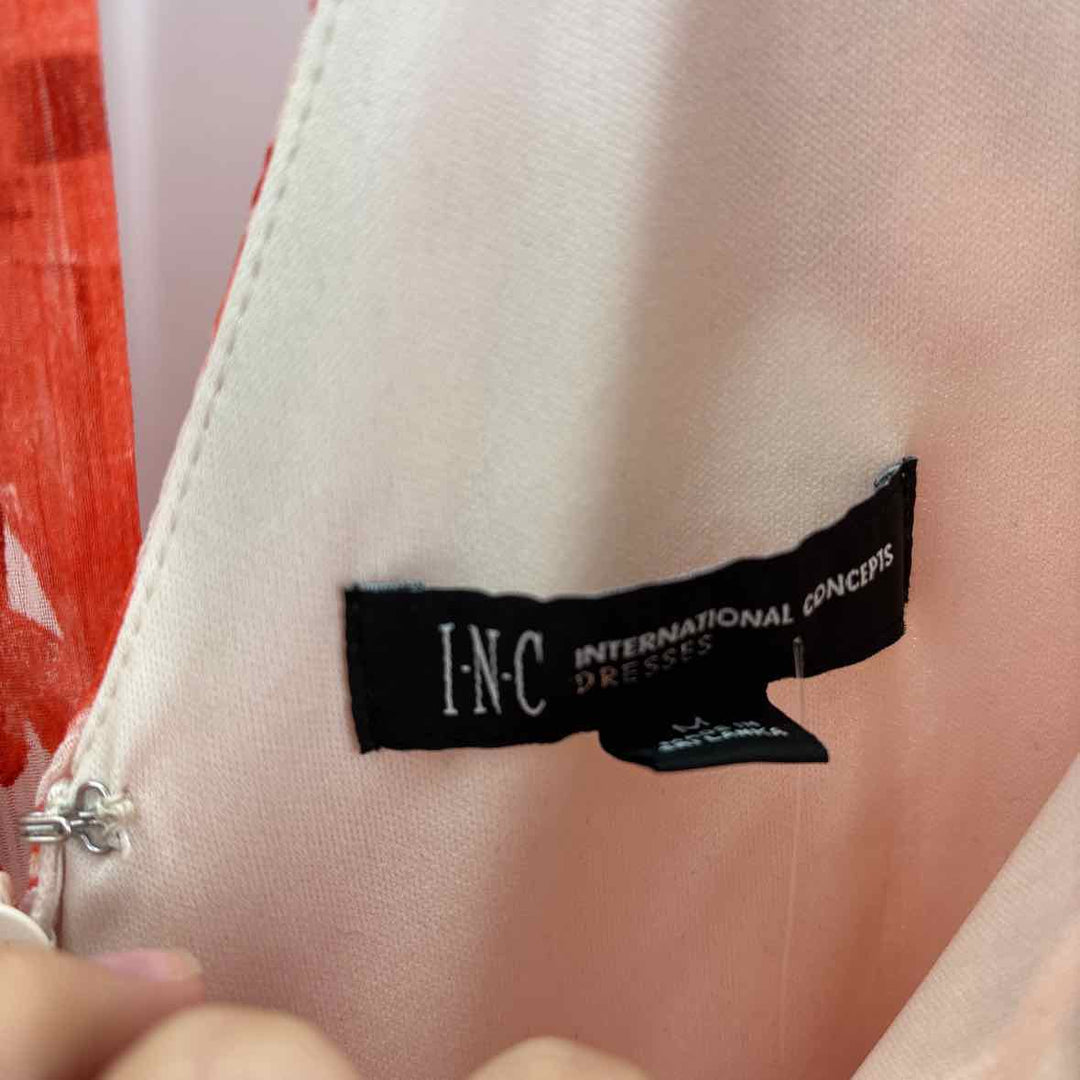 Size M INC Red Print Dress