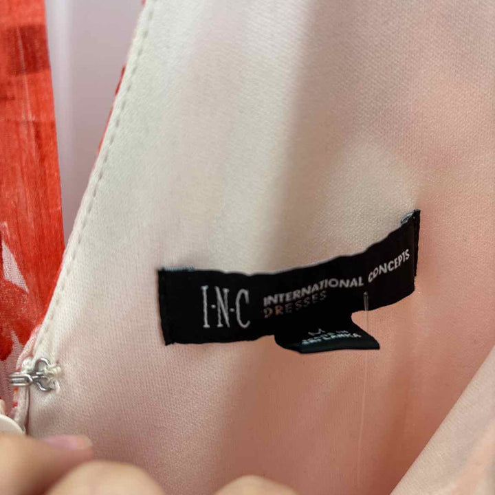 Size M INC Red Print Dress