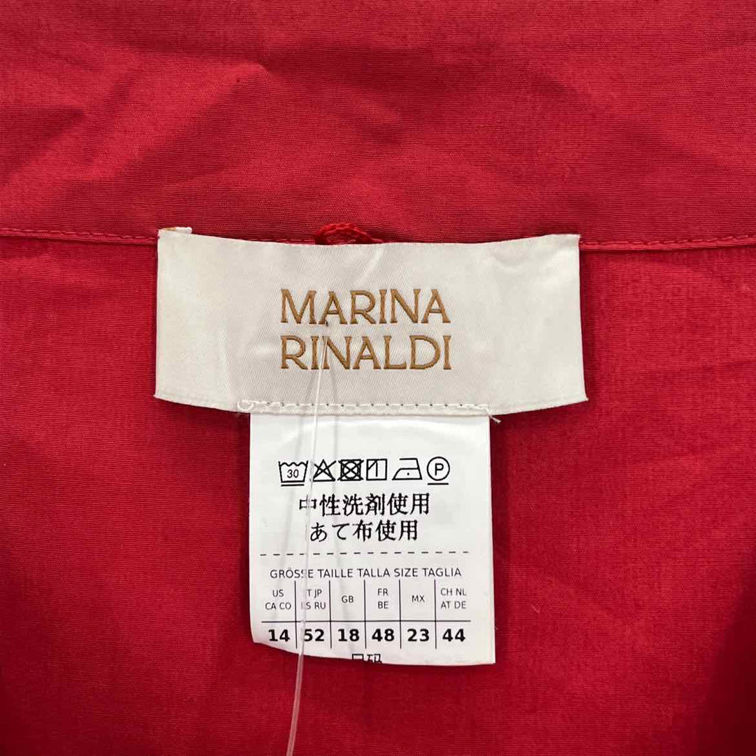 Size 14 MARINA RINALDI Red Cotton Dress