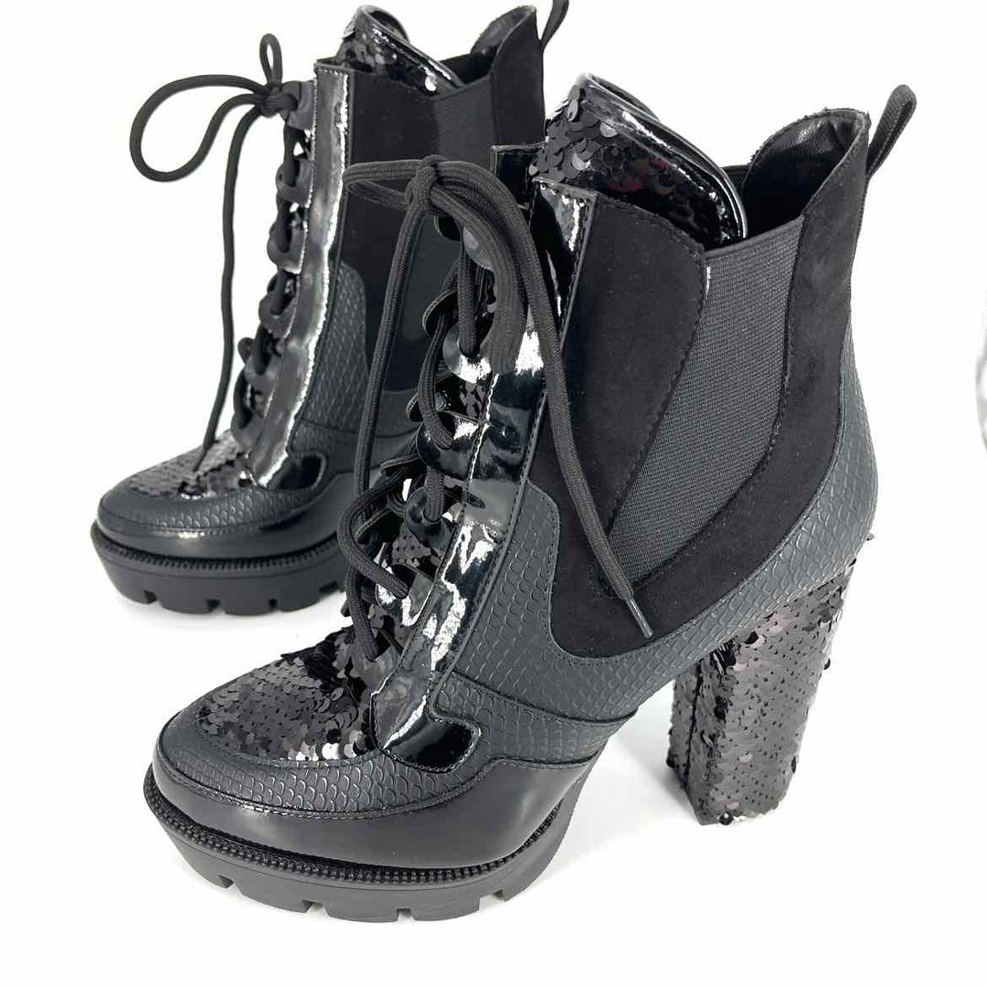 Shoe Size 10 Black Sequined Boots