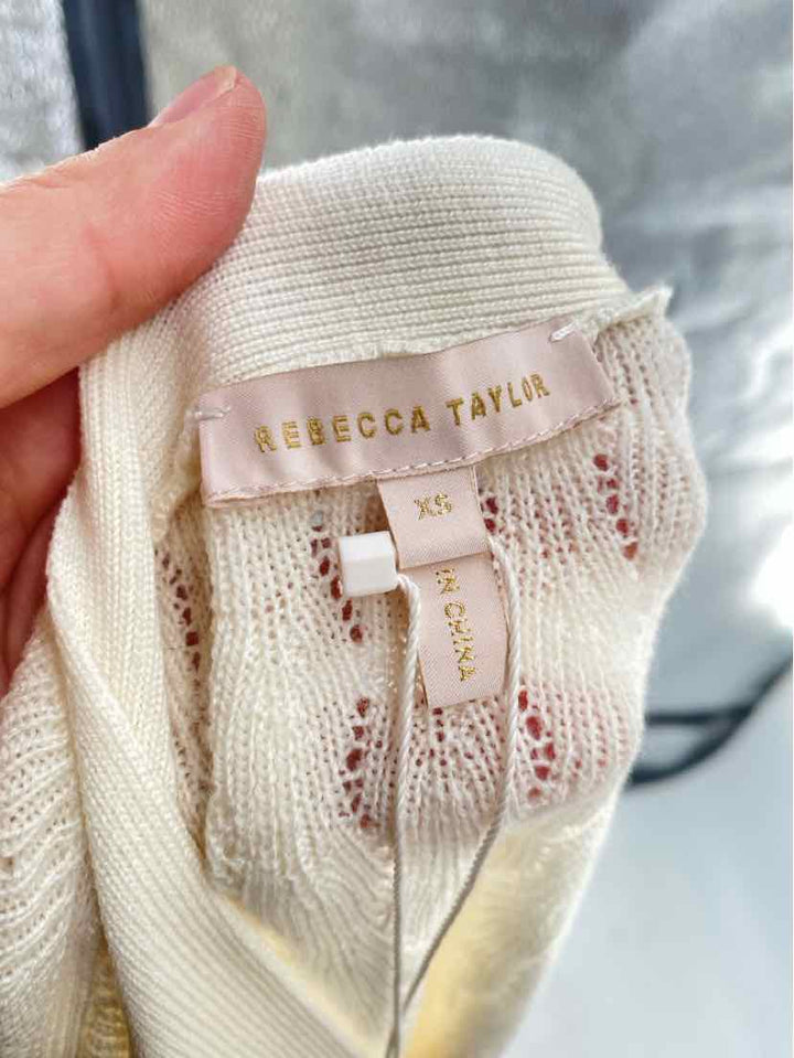 Size XS REBECCA TAYLOR Ivory Knit Luxury - Cardigan