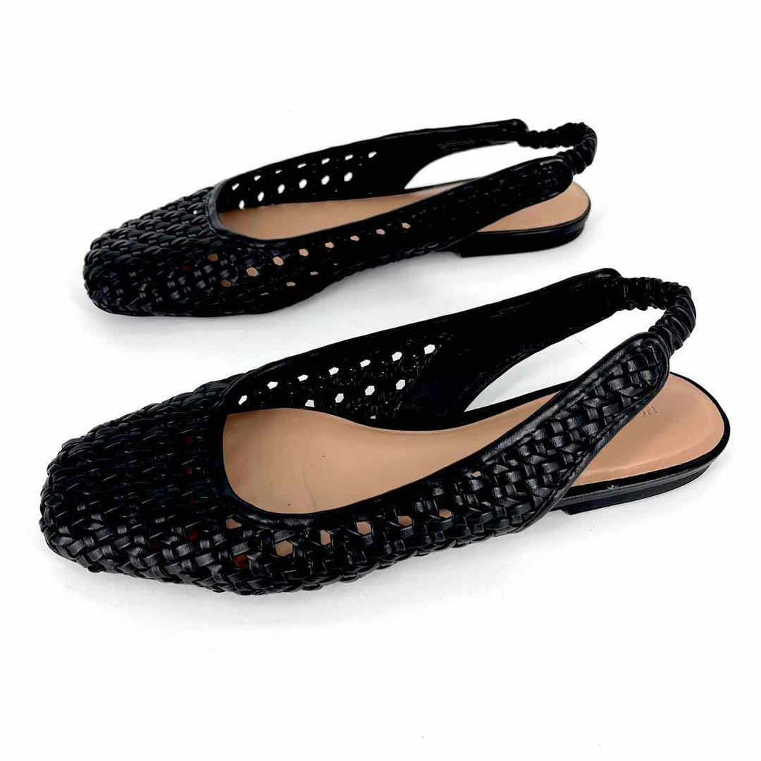 Shoe Size 9 Black Faux Leather Flats