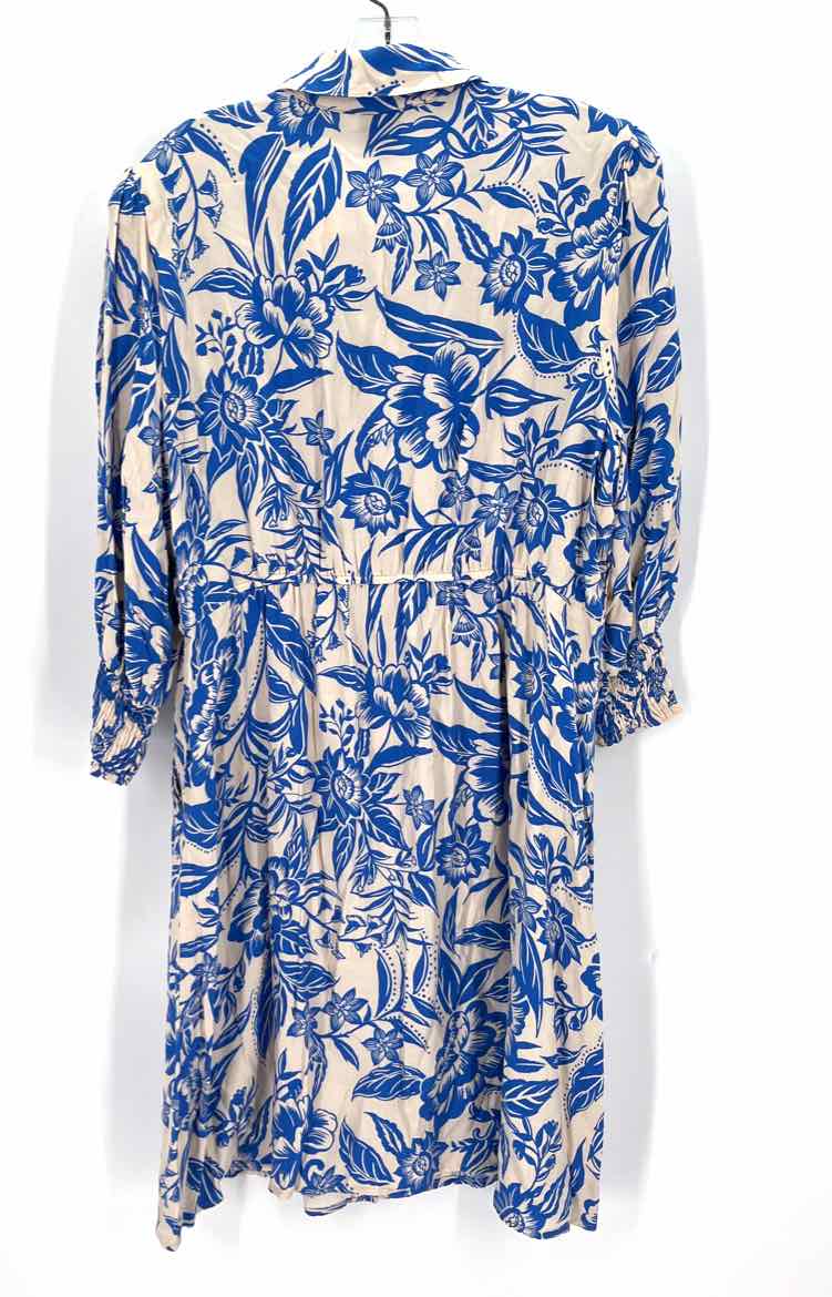 Size L CABI Blue Print Dress