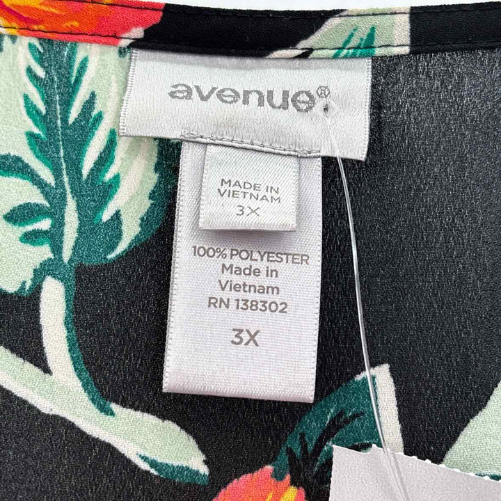 Size 3X AVENUE Black Print Shirt