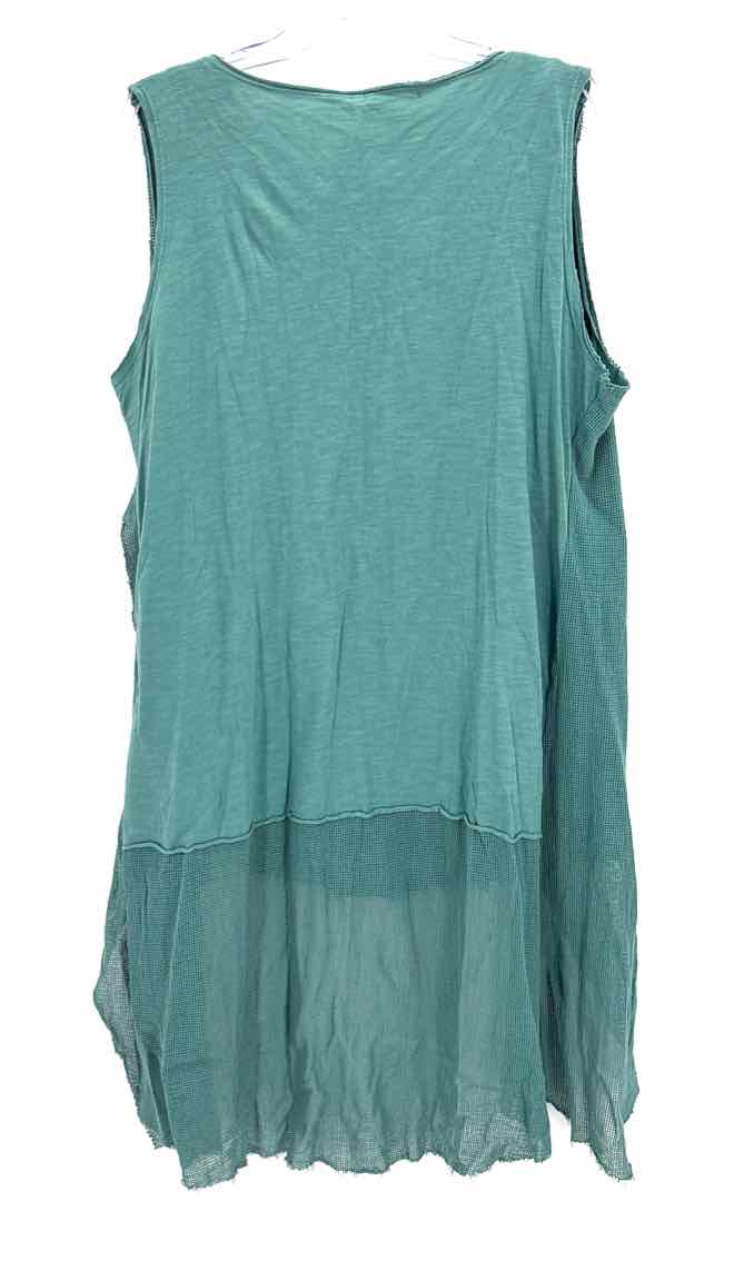 Size XL BELLE FRANCE Green Linen Netting Vest