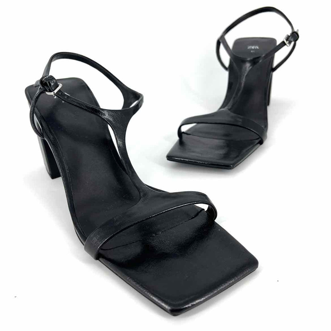 Shoe Size 41 ZARA Black Faux Leather Sandals