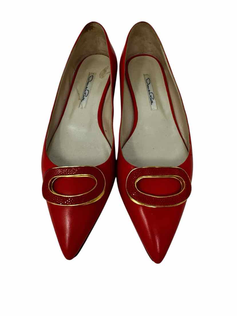 Shoe Size 39.5 OSCAR DE LA RENTE Orange Flats
