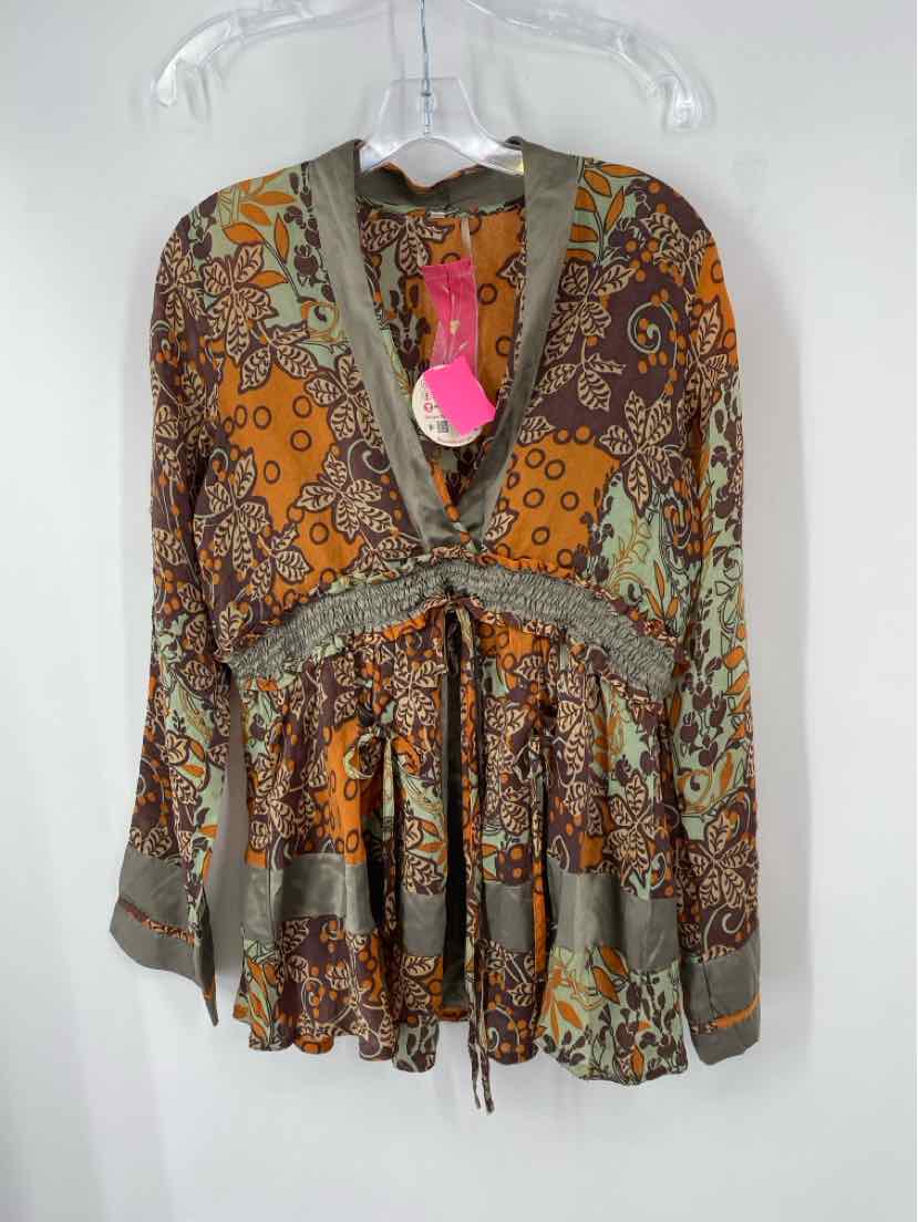 Size S Johnny Was Brown Print Shirt