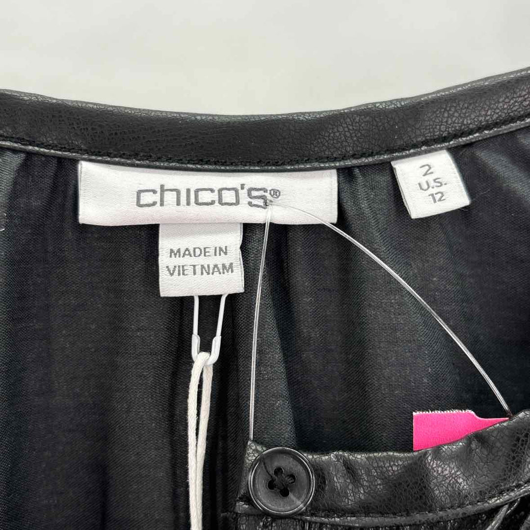 Size L Chico's Black Faux Leather Dress