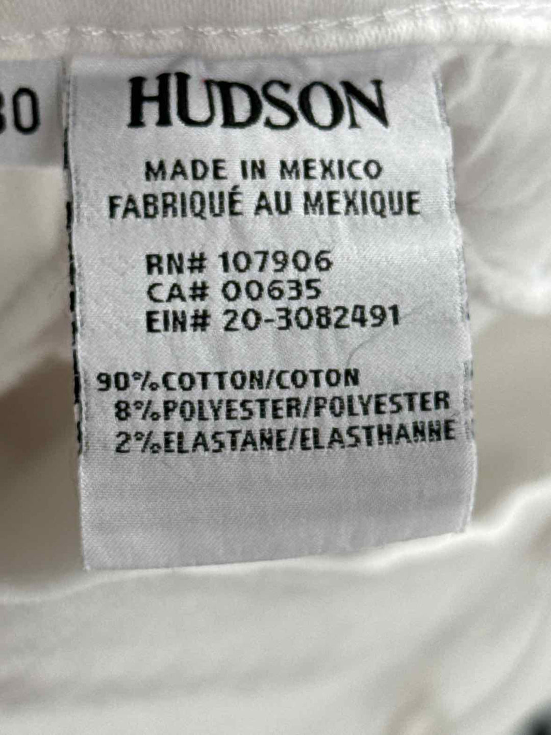 Size 30 Hudson White Pants