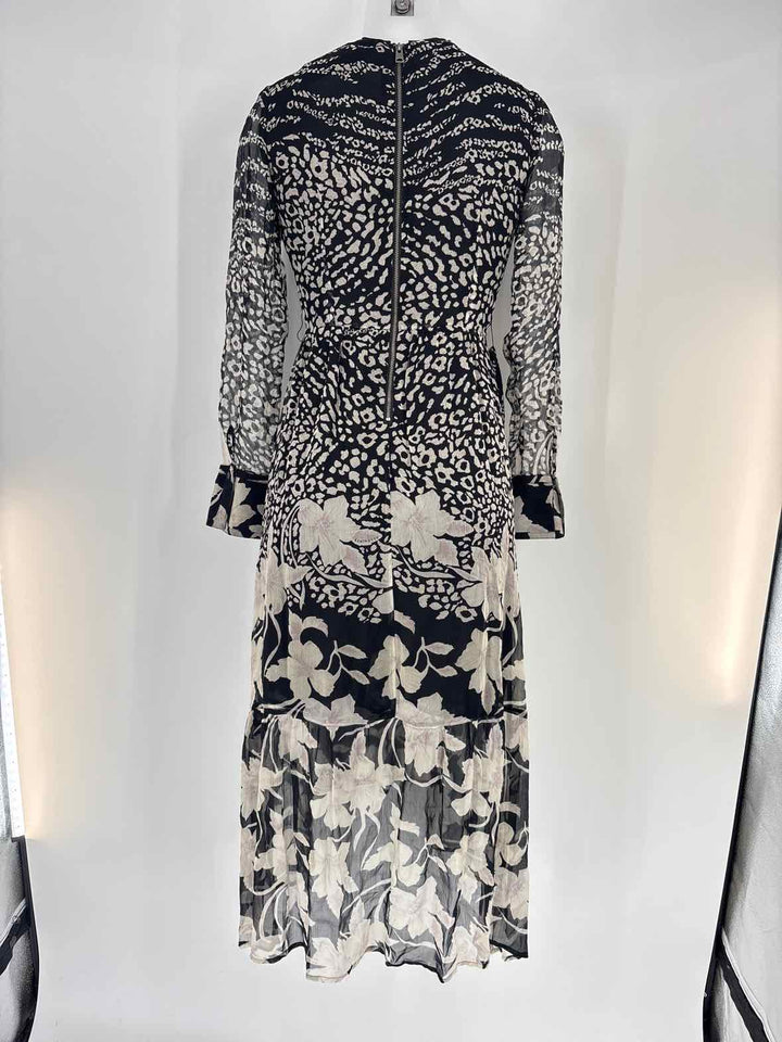 Size 0 ALLSAINTS Black Print Dress