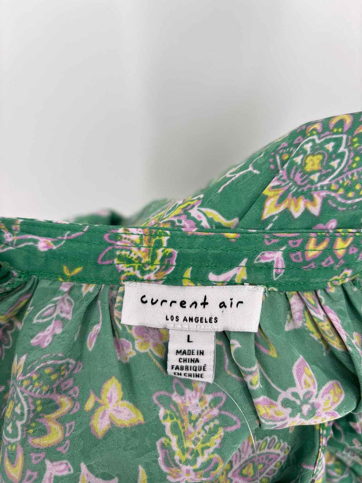 Size L CURRENT AIR Green Print Dress