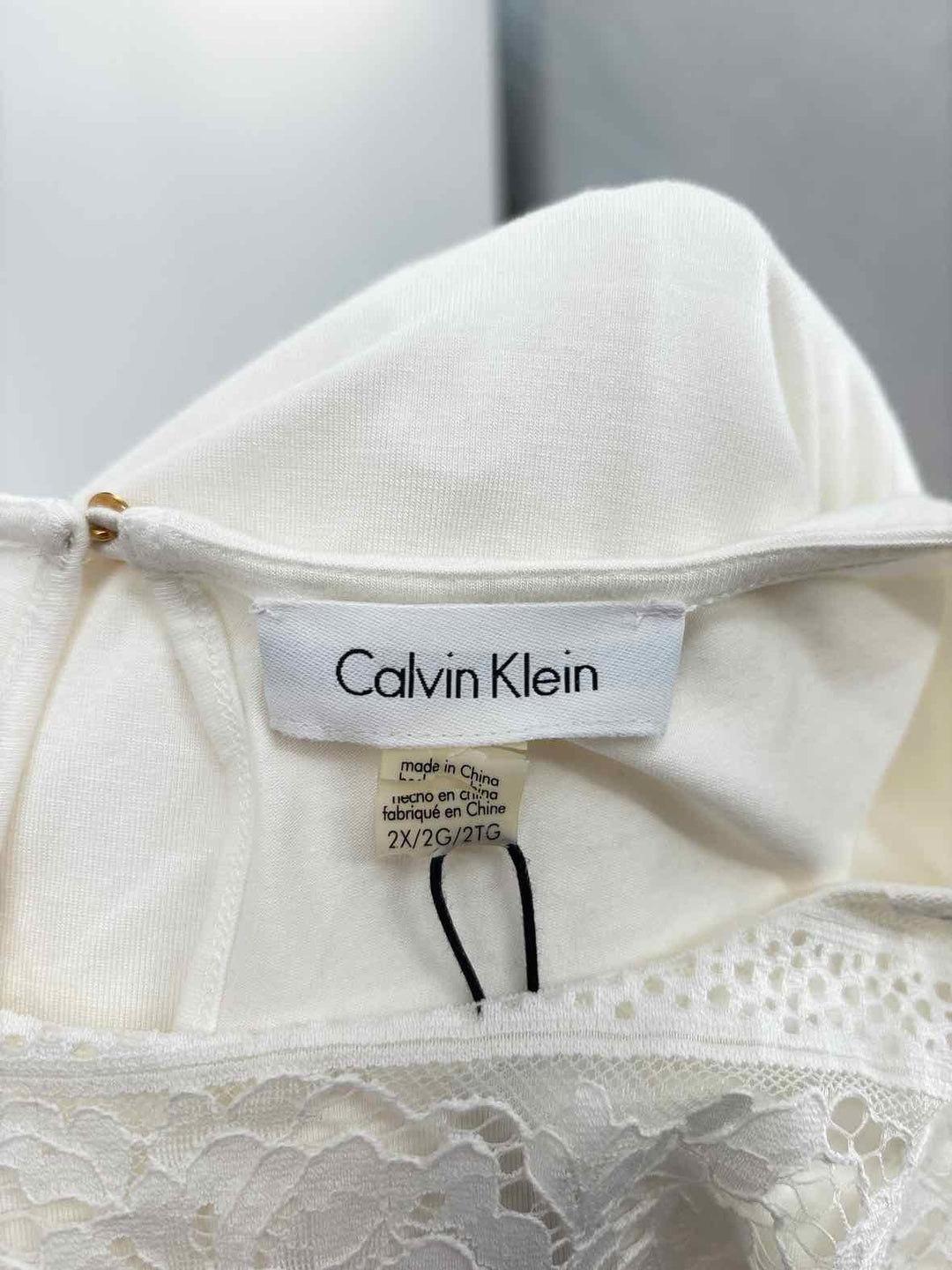 Size 2X Calvin Klein Ivory Lace Shirt