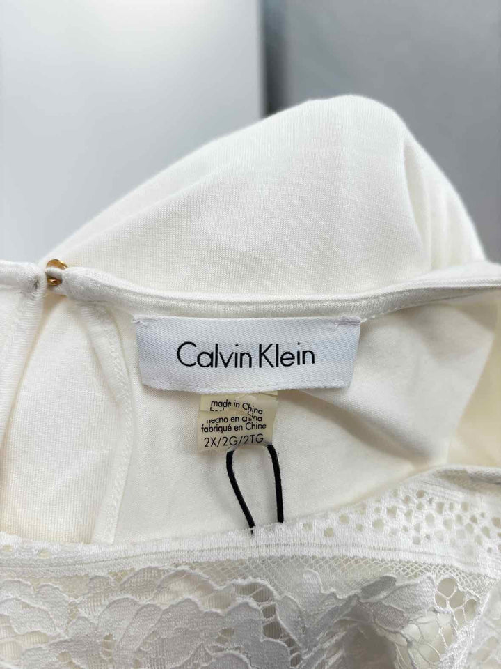 Size 2X Calvin Klein Ivory Lace Shirt