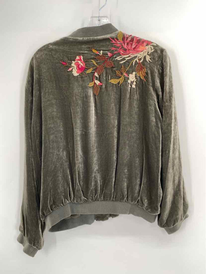 Size M Johnny Was Olive Velour Jacket