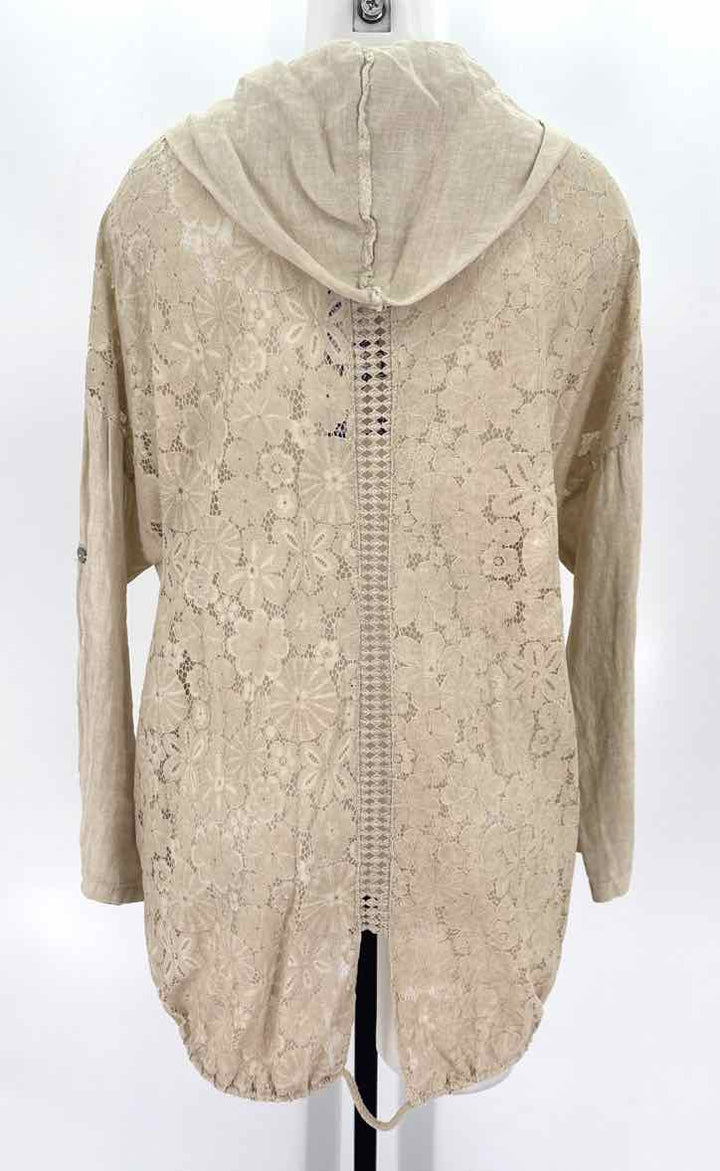 Size M TEMPO PARIS Beige Linen Lace Jacket