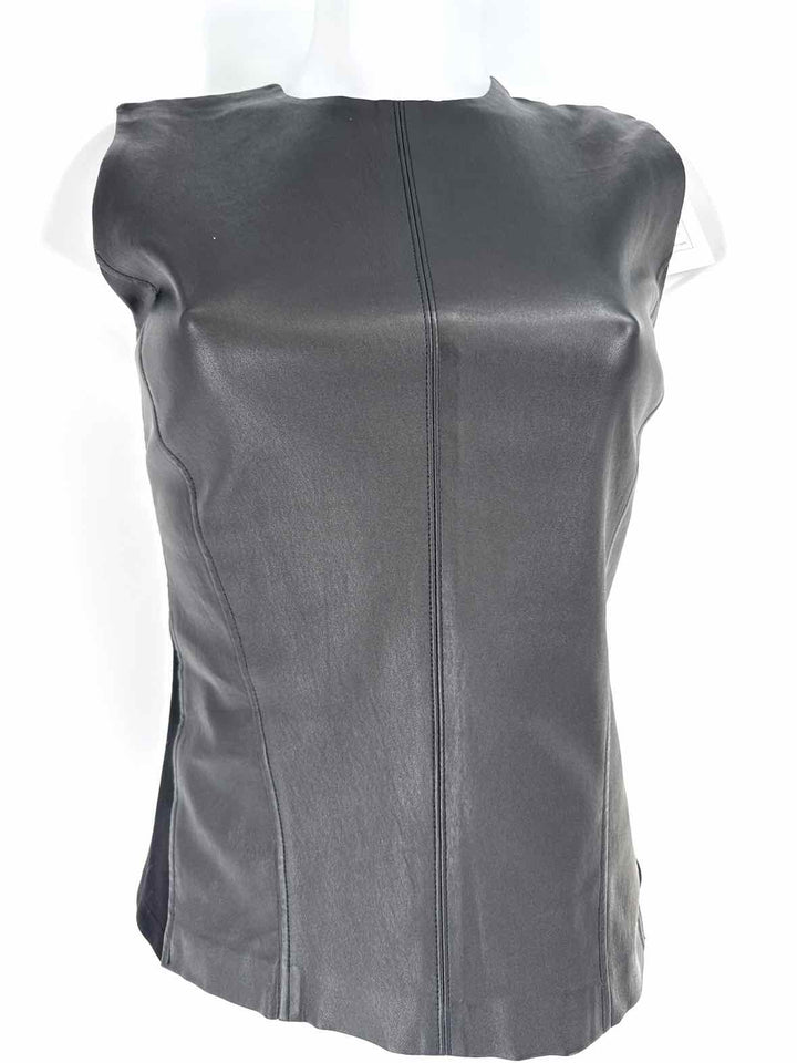 Size S THEORY Black Leather Shirt